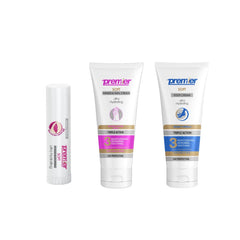 hand cream + foot cream + lip balm